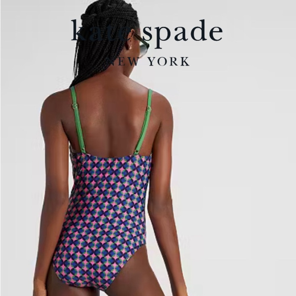 Kate Spade Patio Tile one piece Swimsuit New York size M